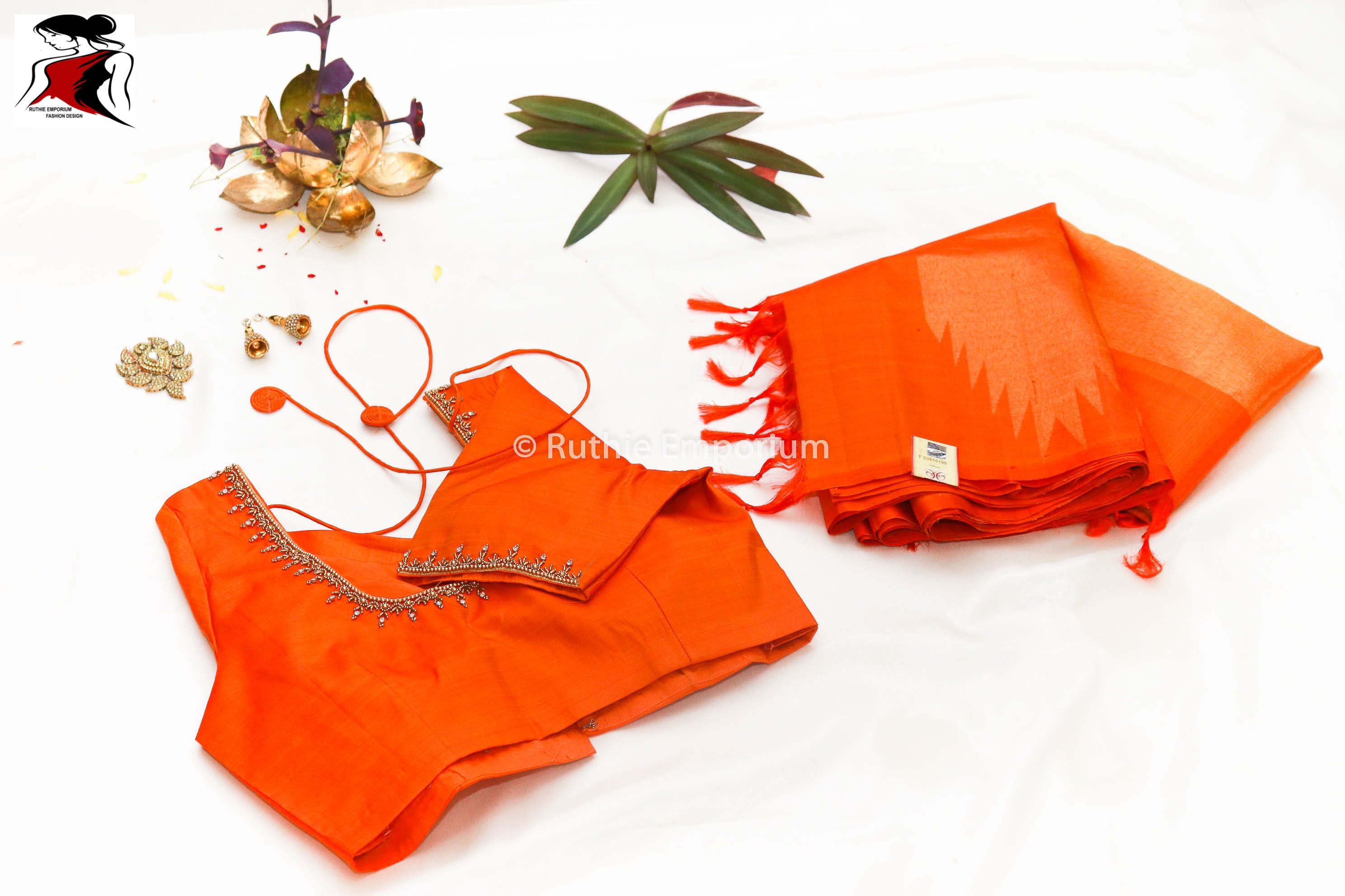 Orange Temple Border Kanchipuram Pure Silk Sarees Canada, USA