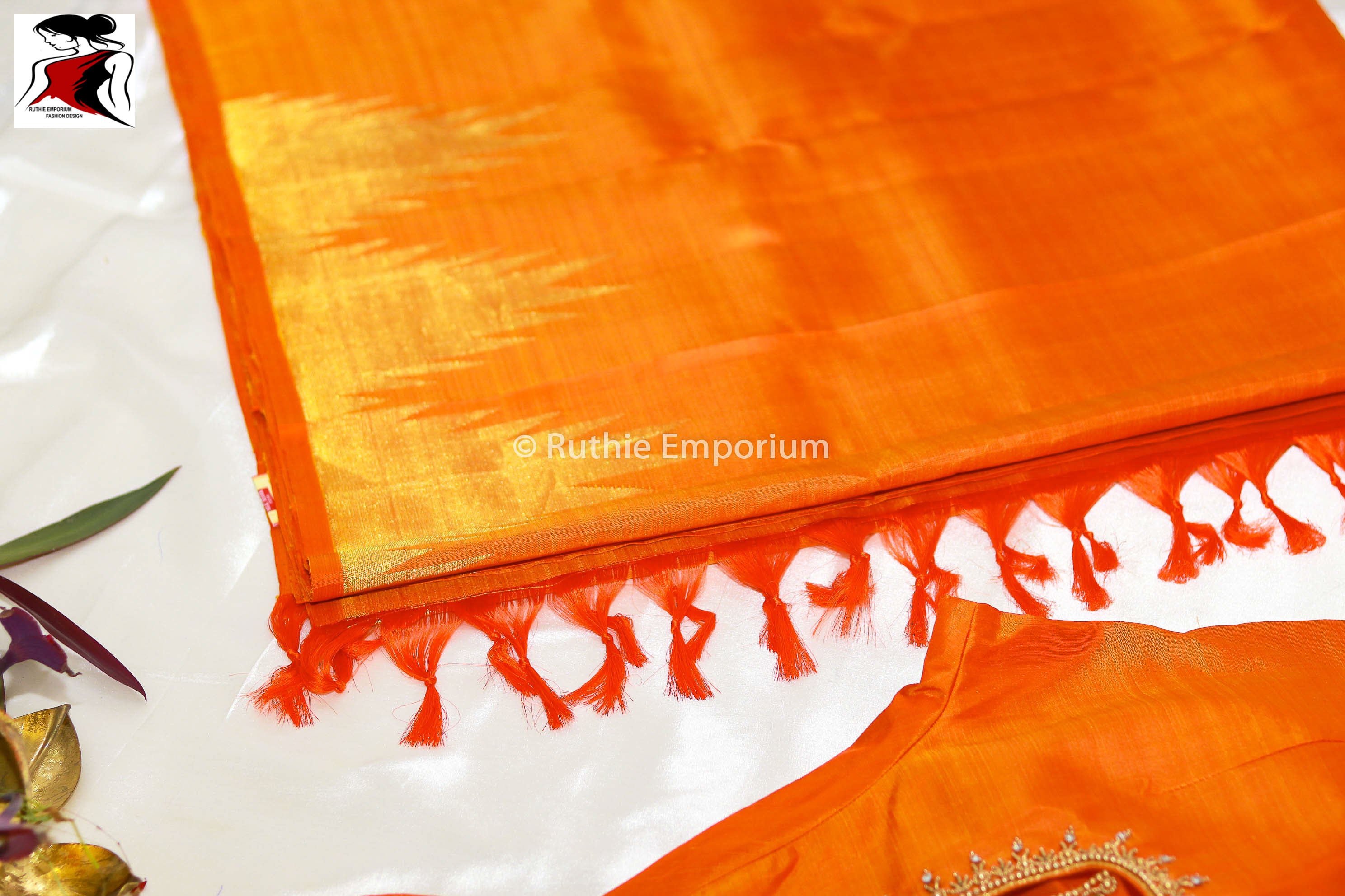 Orange Temple Border Kanchipuram Pure Silk Sarees Canada, USA