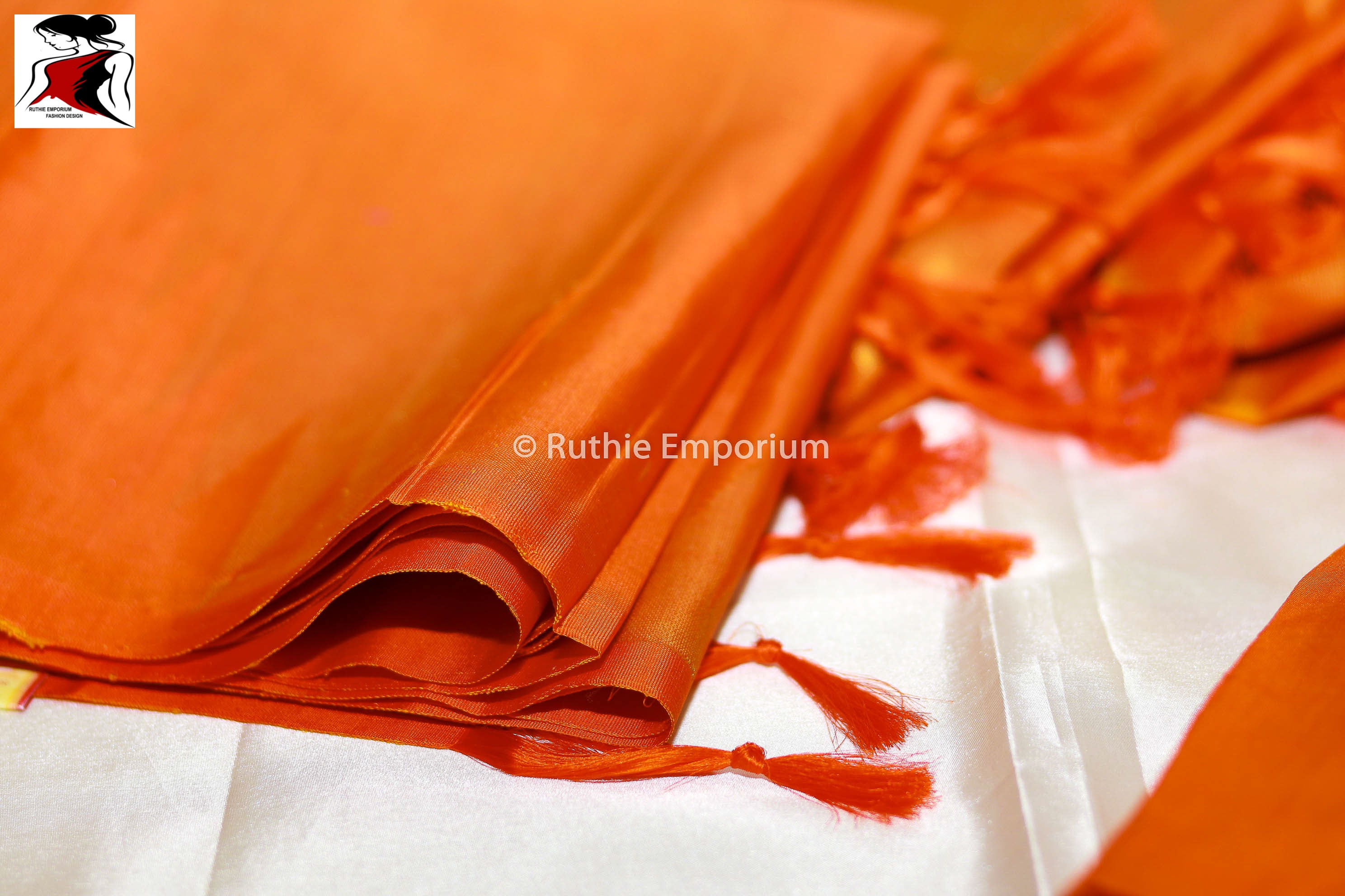 Orange Temple Border Kanchipuram Pure Silk Sarees Canada, USA