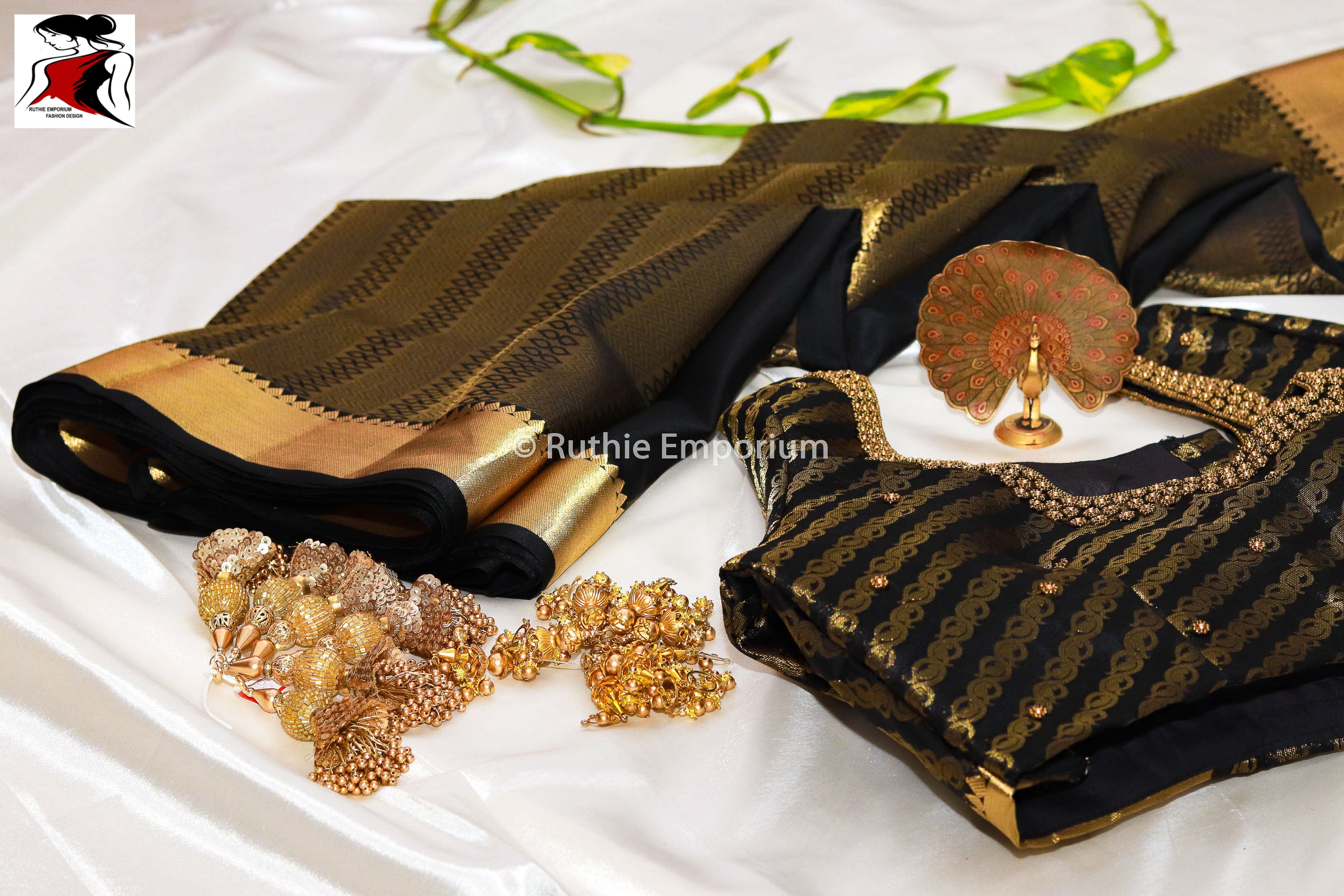 Black Pure Kanchipuram Silk Sarees Canada, USA