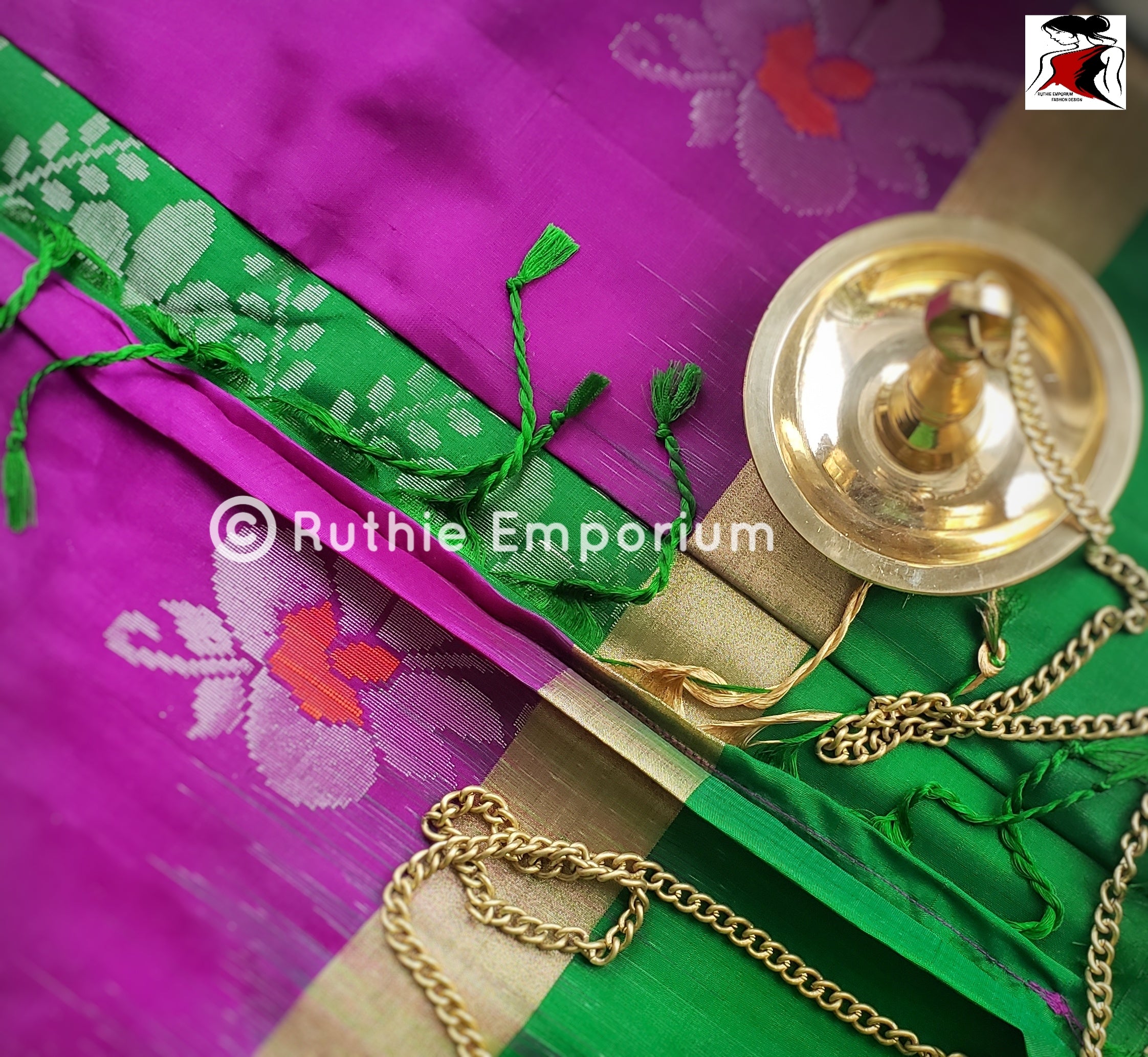 Purple with Green Kanchipuram Silk Saree Online Canada, USA