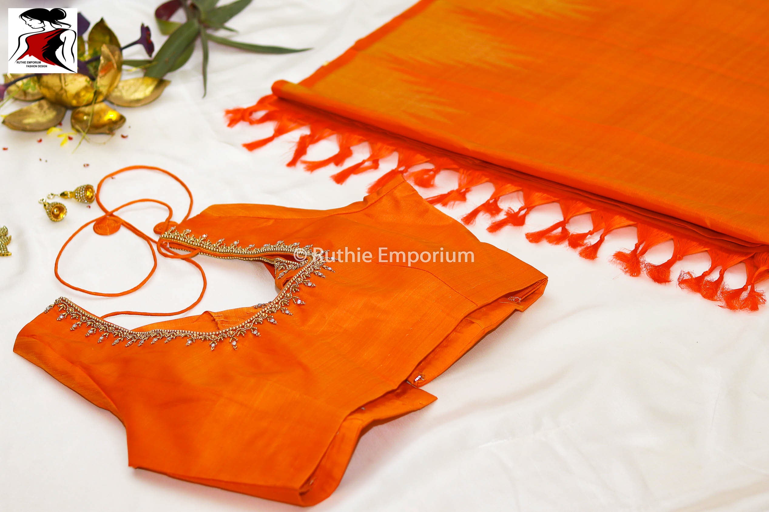 Orange Temple Border Kanchipuram Pure Silk Sarees Canada, USA