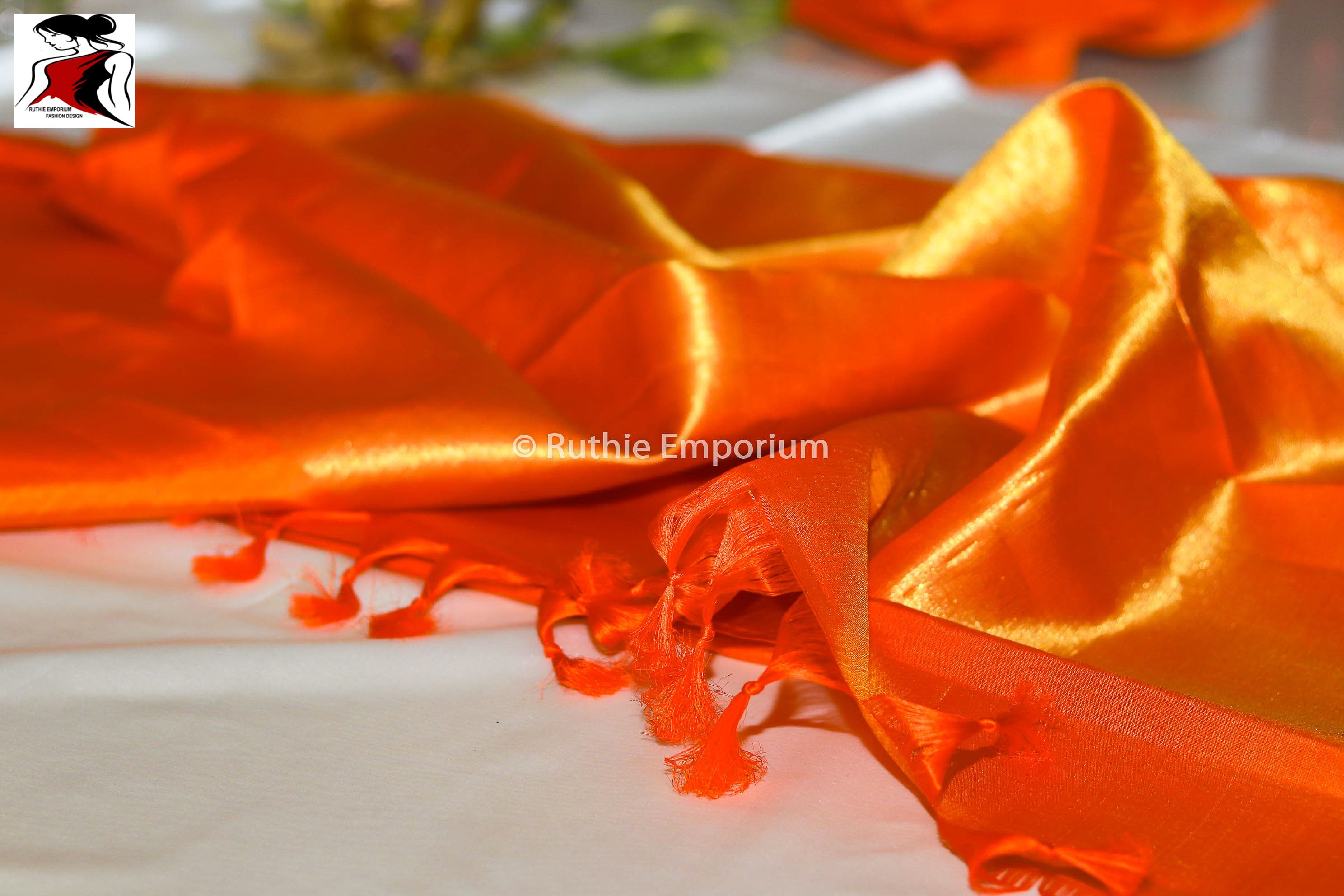 Orange Temple Border Kanchipuram Pure Silk Sarees Canada, USA