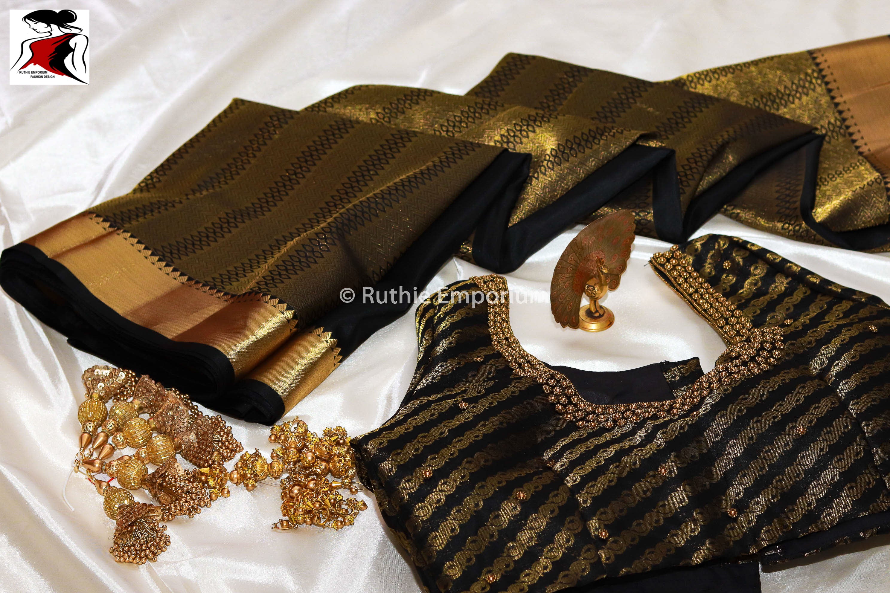 Black Pure Kanchipuram Silk Sarees Canada, USA