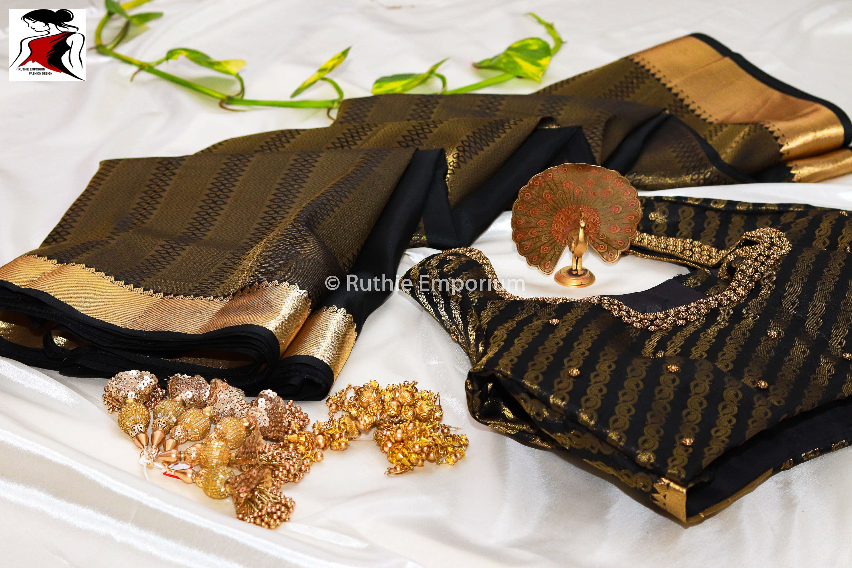 Black Pure Kanchipuram Silk Sarees Canada, USA