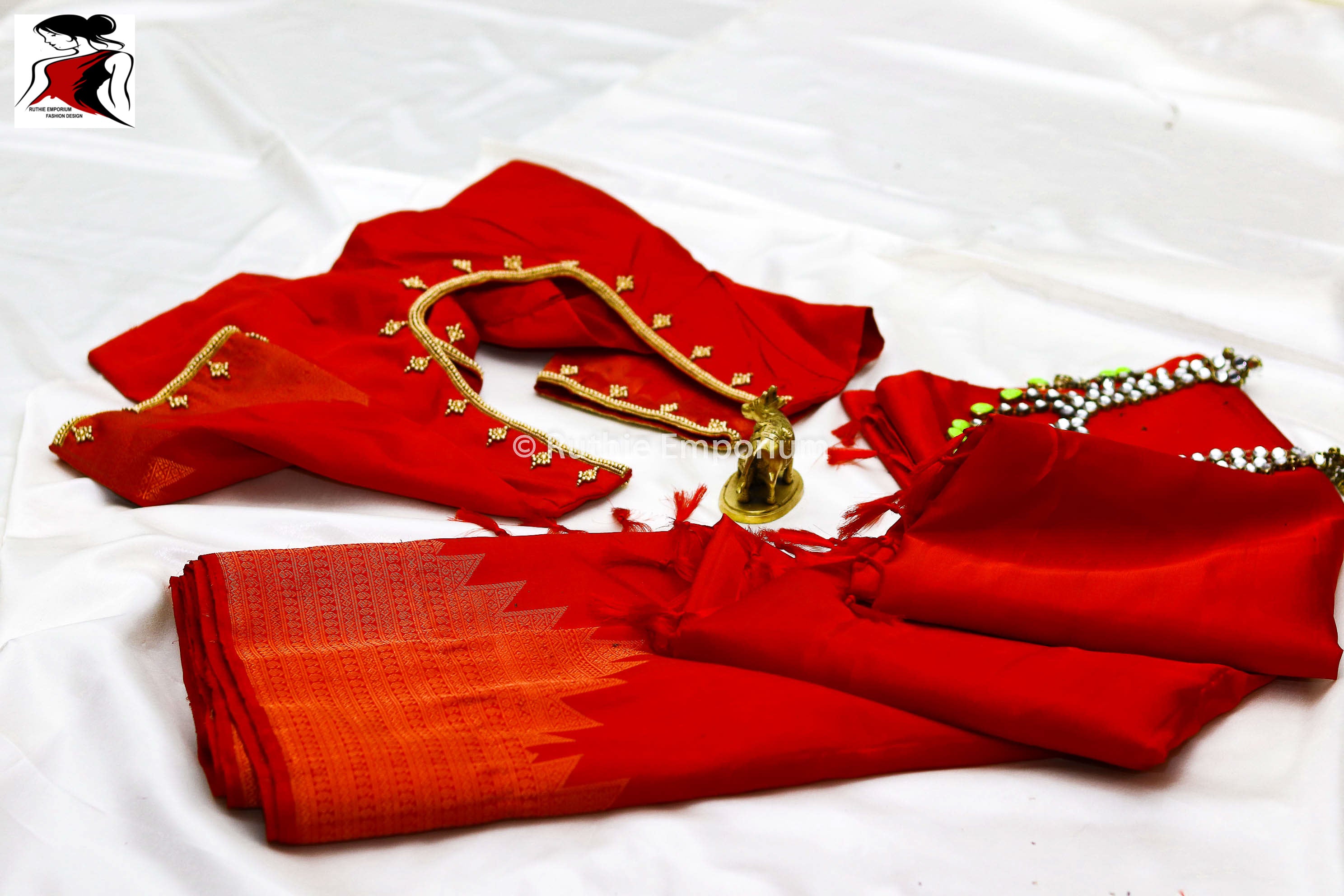 Red Temple Border Kanchipuram Pure Silk Sarees Canada, USA