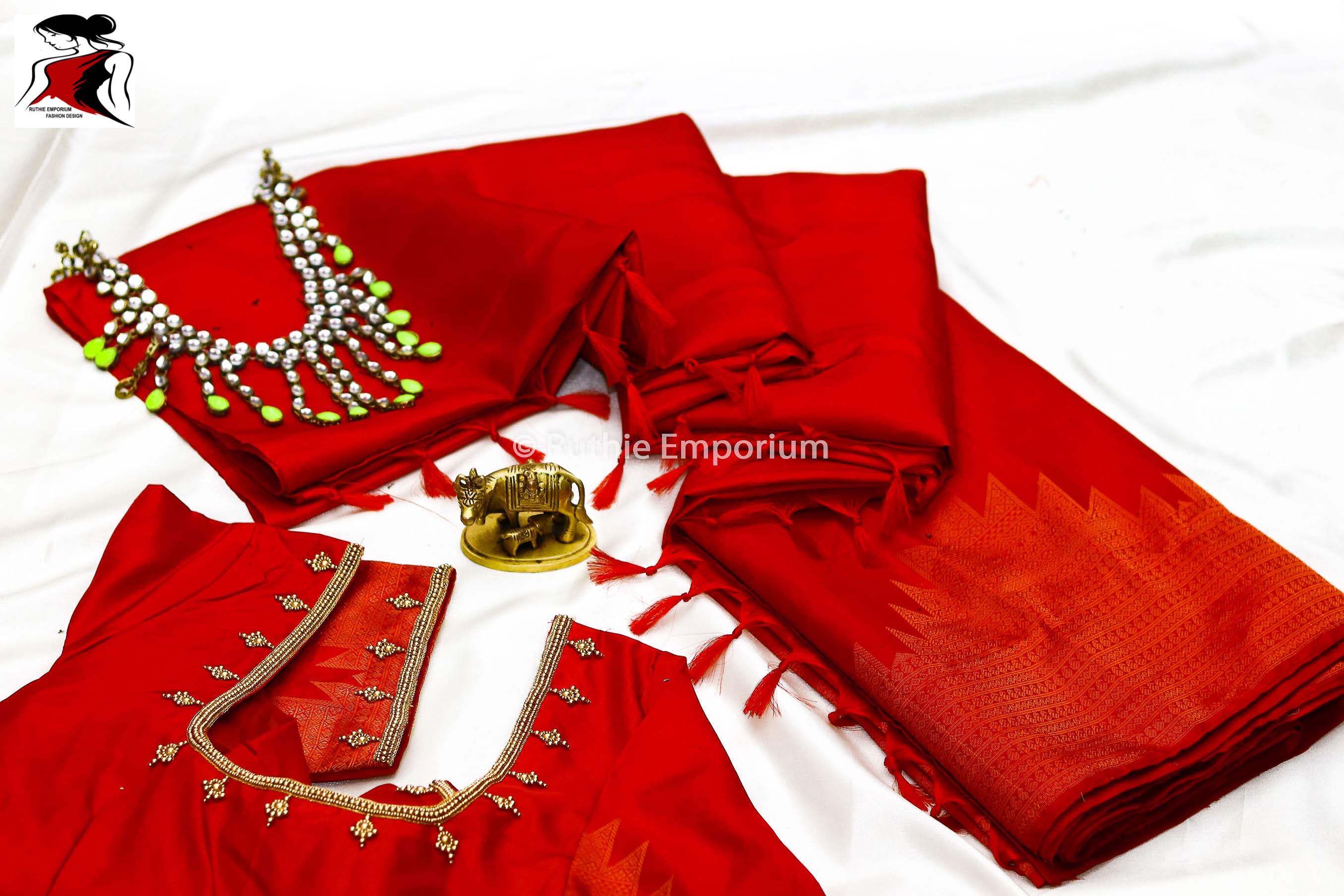 Red Temple Border Kanchipuram Pure Silk Sarees Canada, USA