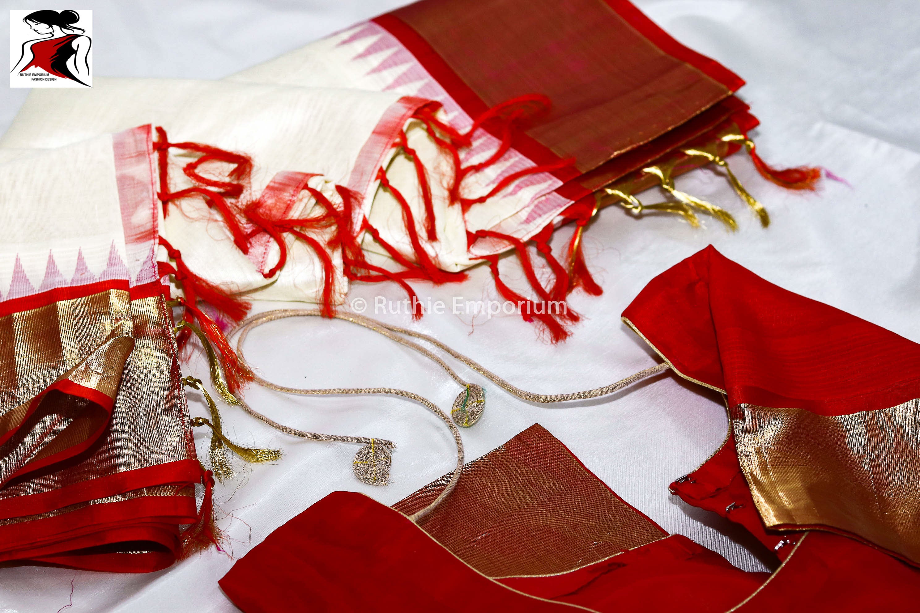 Cream with Pink Kanchipuram Temple Korvai Saree Canada, USA