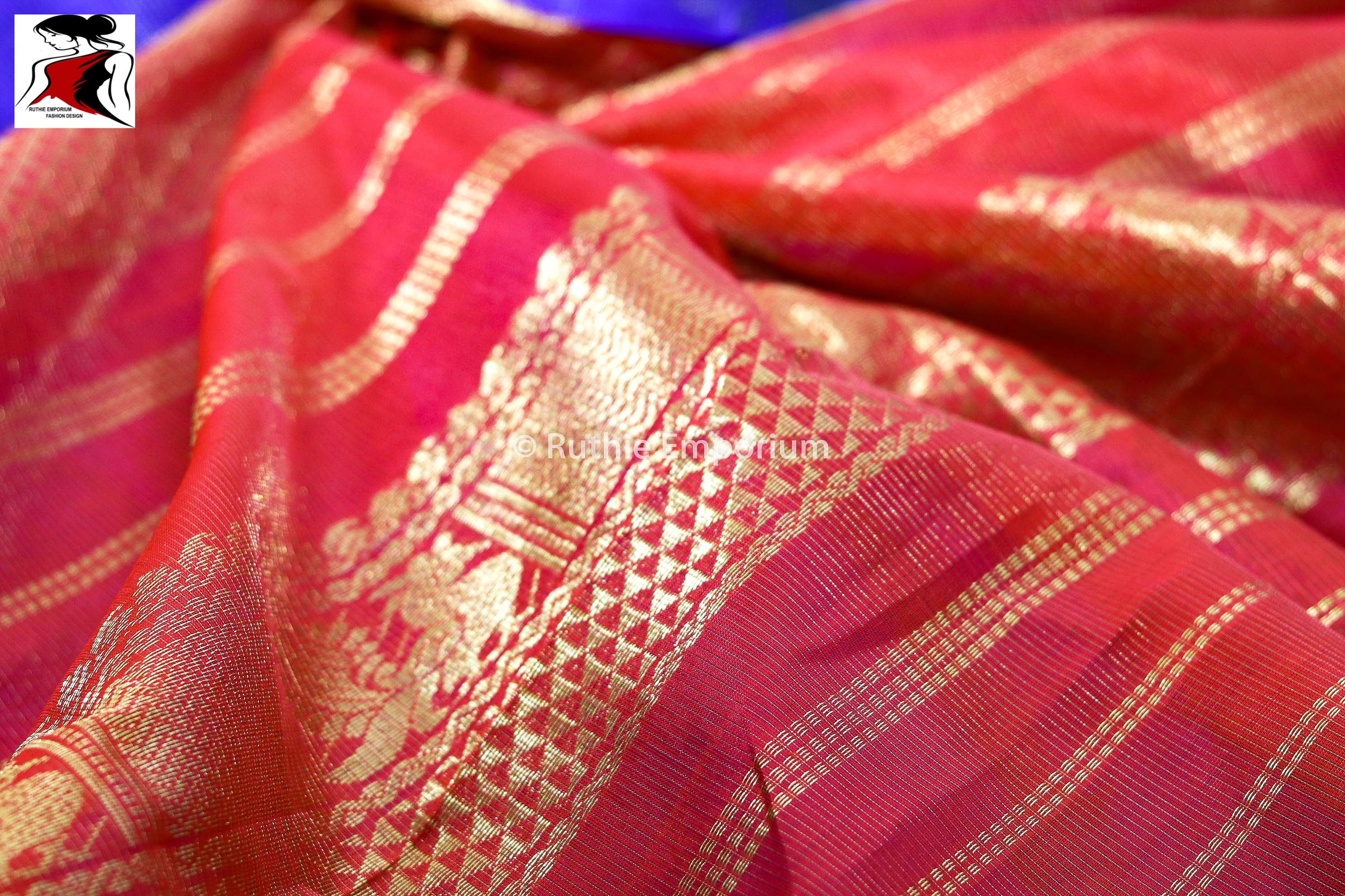 Blue Kanchipuram Vaira Oosi Saree Canada, USA