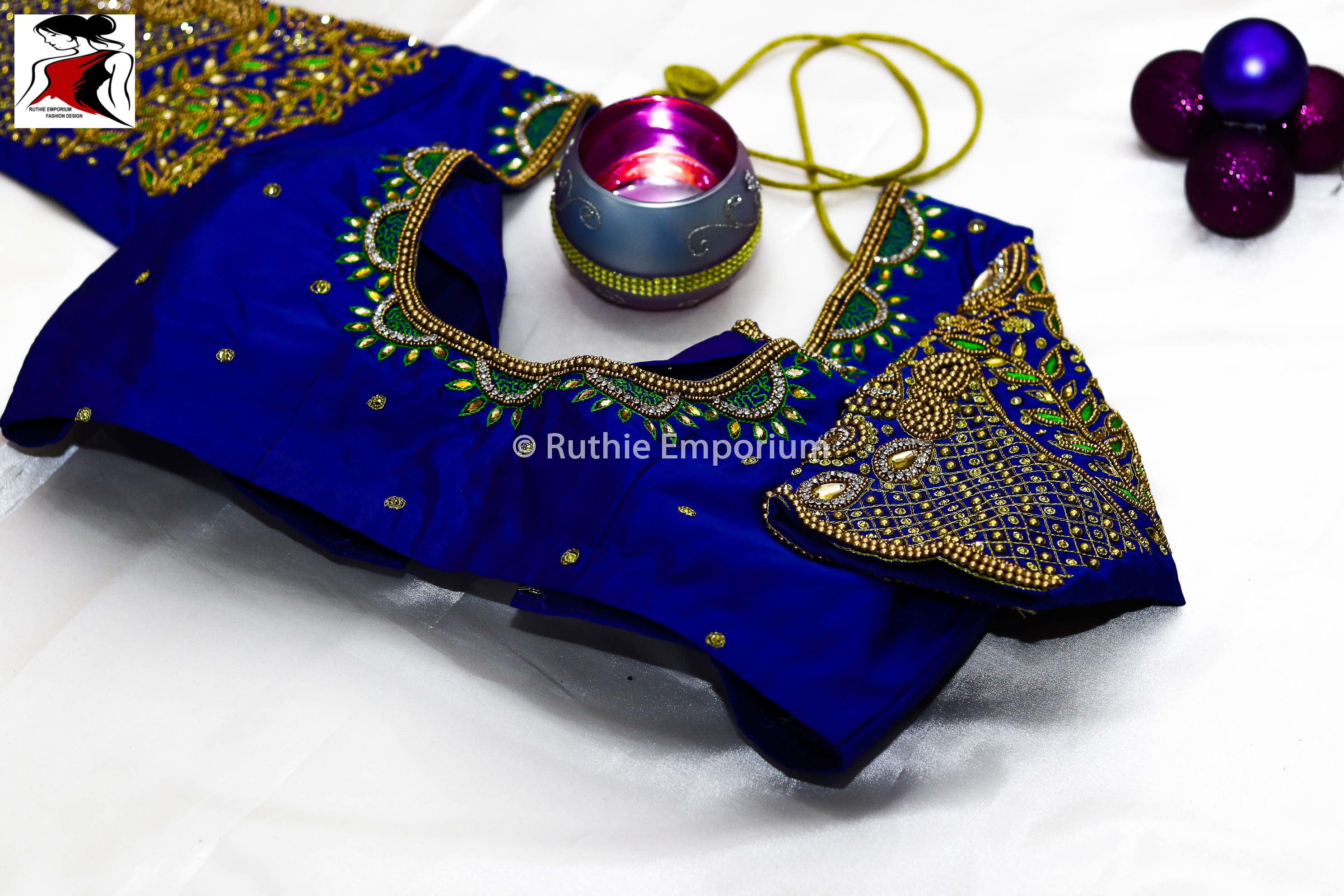 Indigo printed chanderi cotton with multicolour pom pom edging #saree # blouse #houseofblouse #in… | Saree blouse designs latest, Indigo saree, Cotton  saree designs