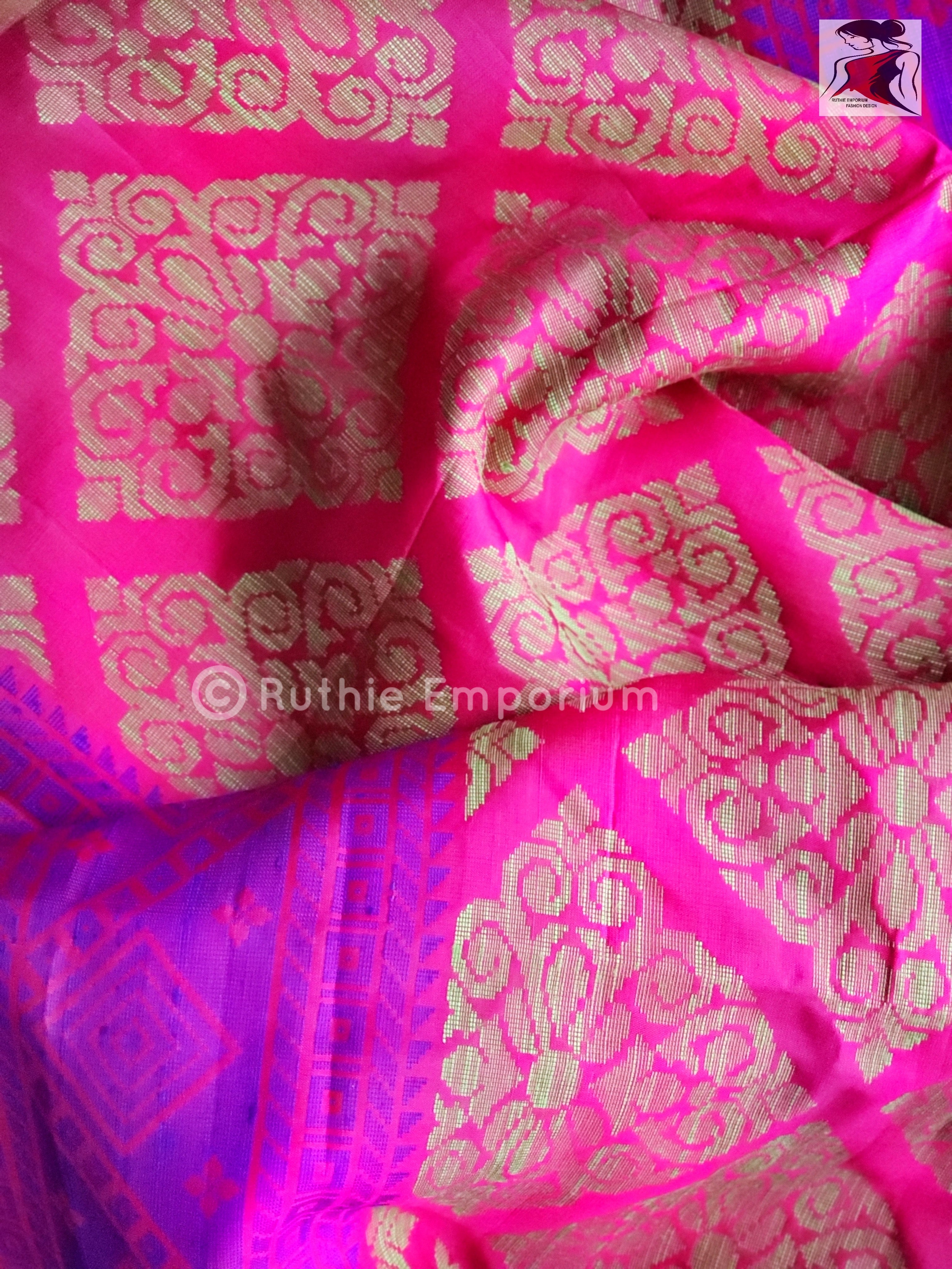 Bottle Green with Pink Kanchipuram Silk Sarees Online Canada, USA