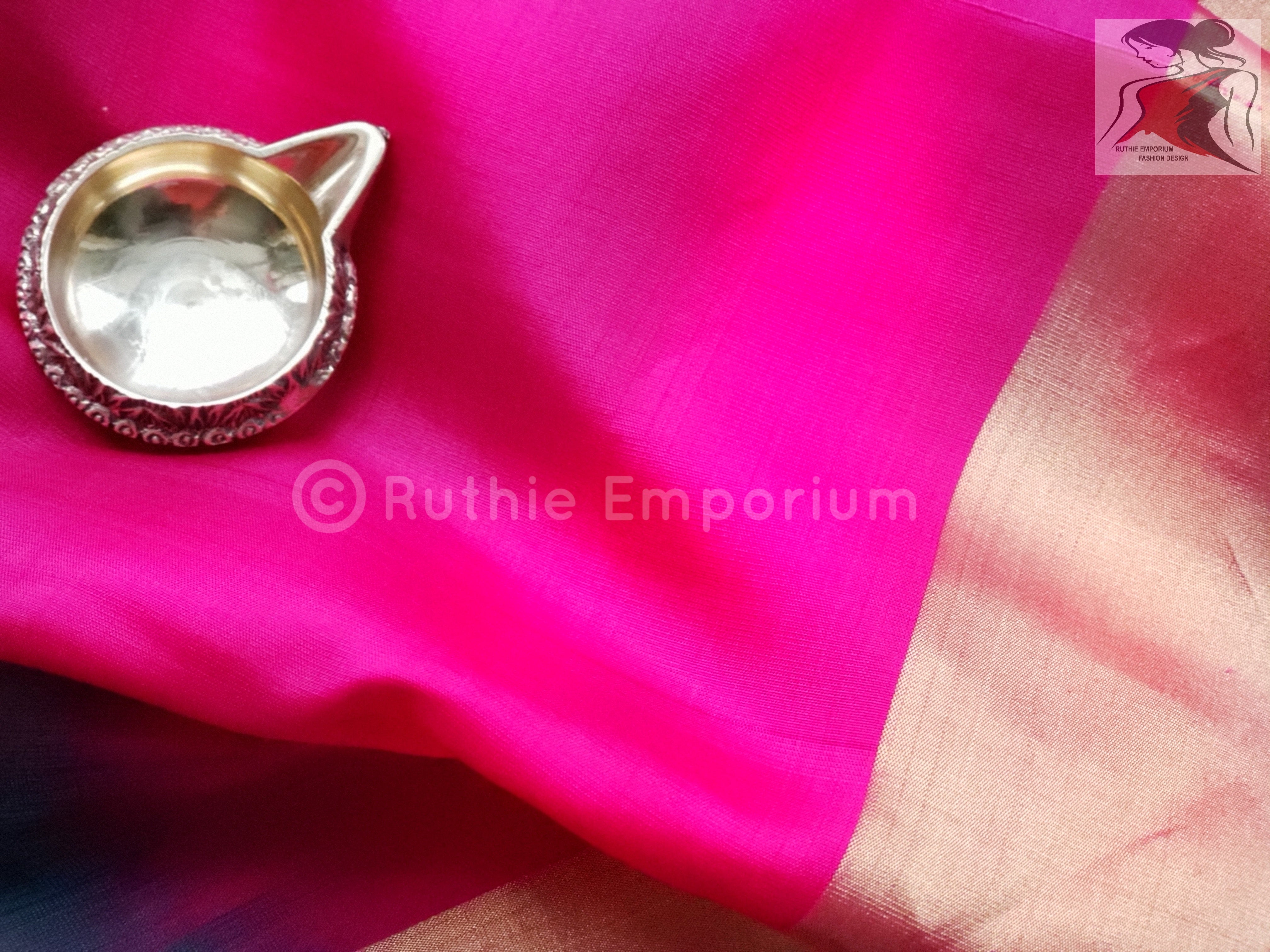 Bottle Green with Pink Kanchipuram Silk Sarees Online Canada, USA