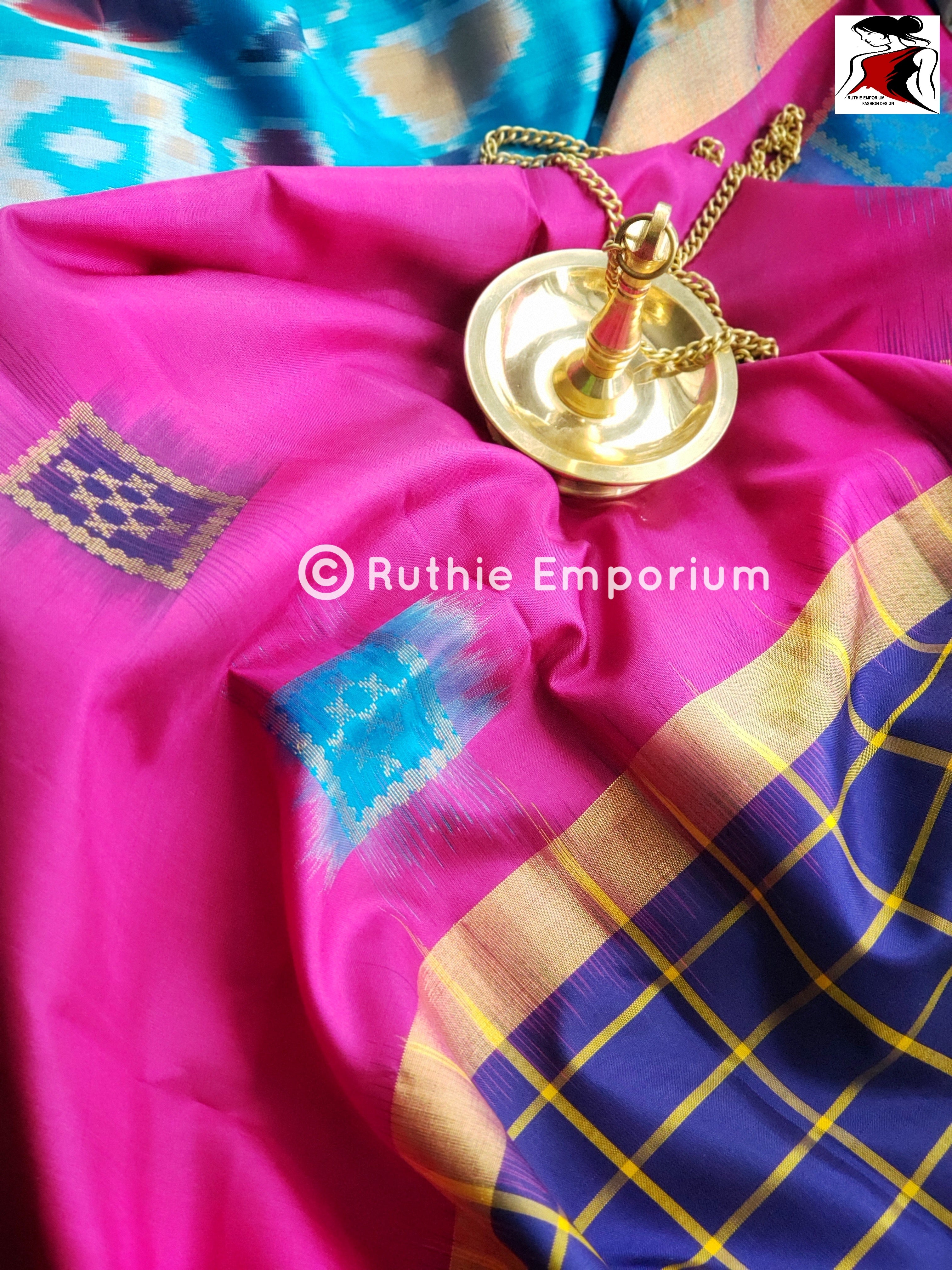 Purple with Blue Kanchipuram Silk Sarees Online Canada, USA