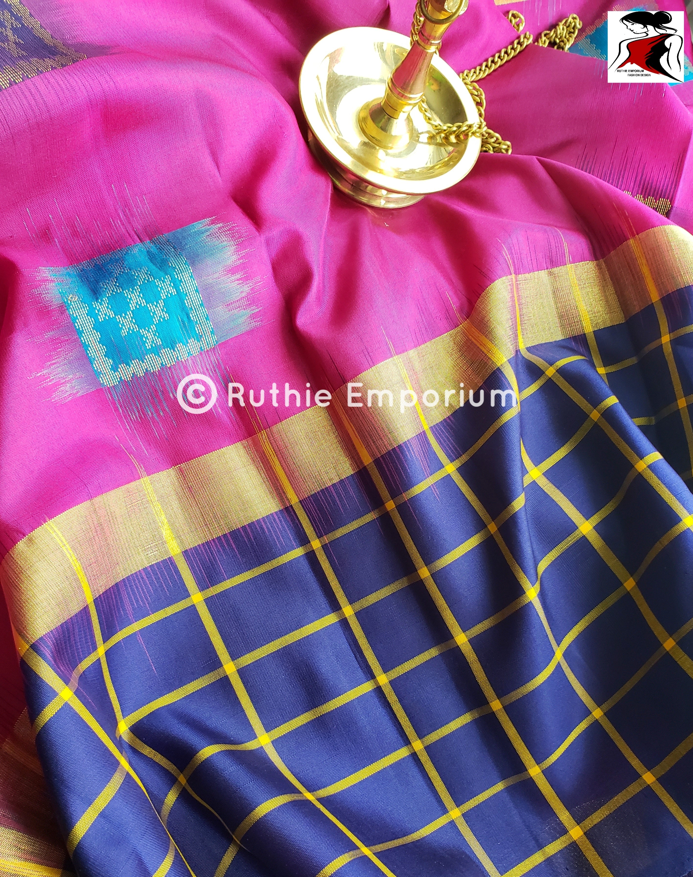 Purple with Blue Kanchipuram Silk Sarees Online Canada, USA