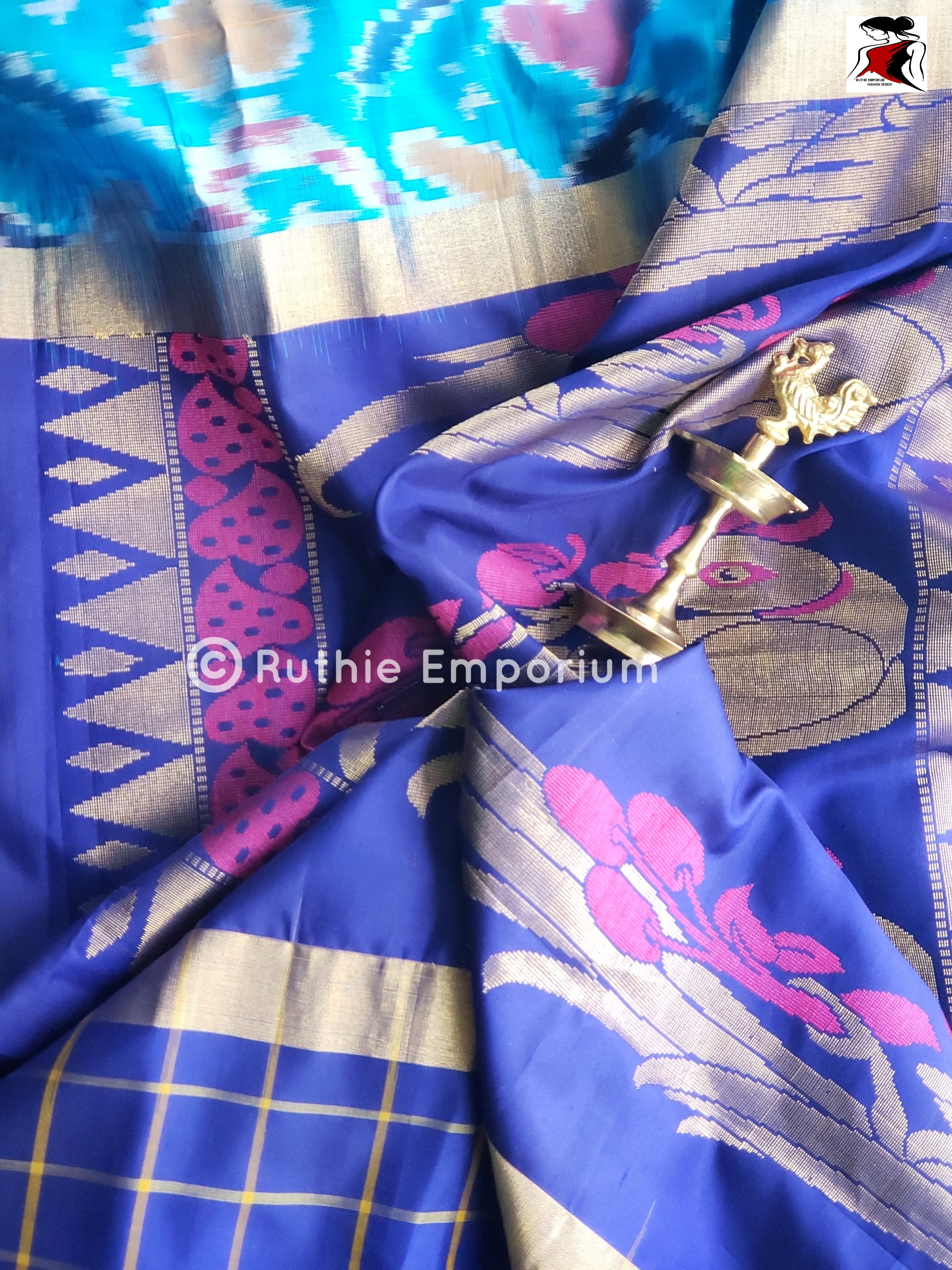 Purple with Blue Kanchipuram Silk Sarees Online Canada, USA