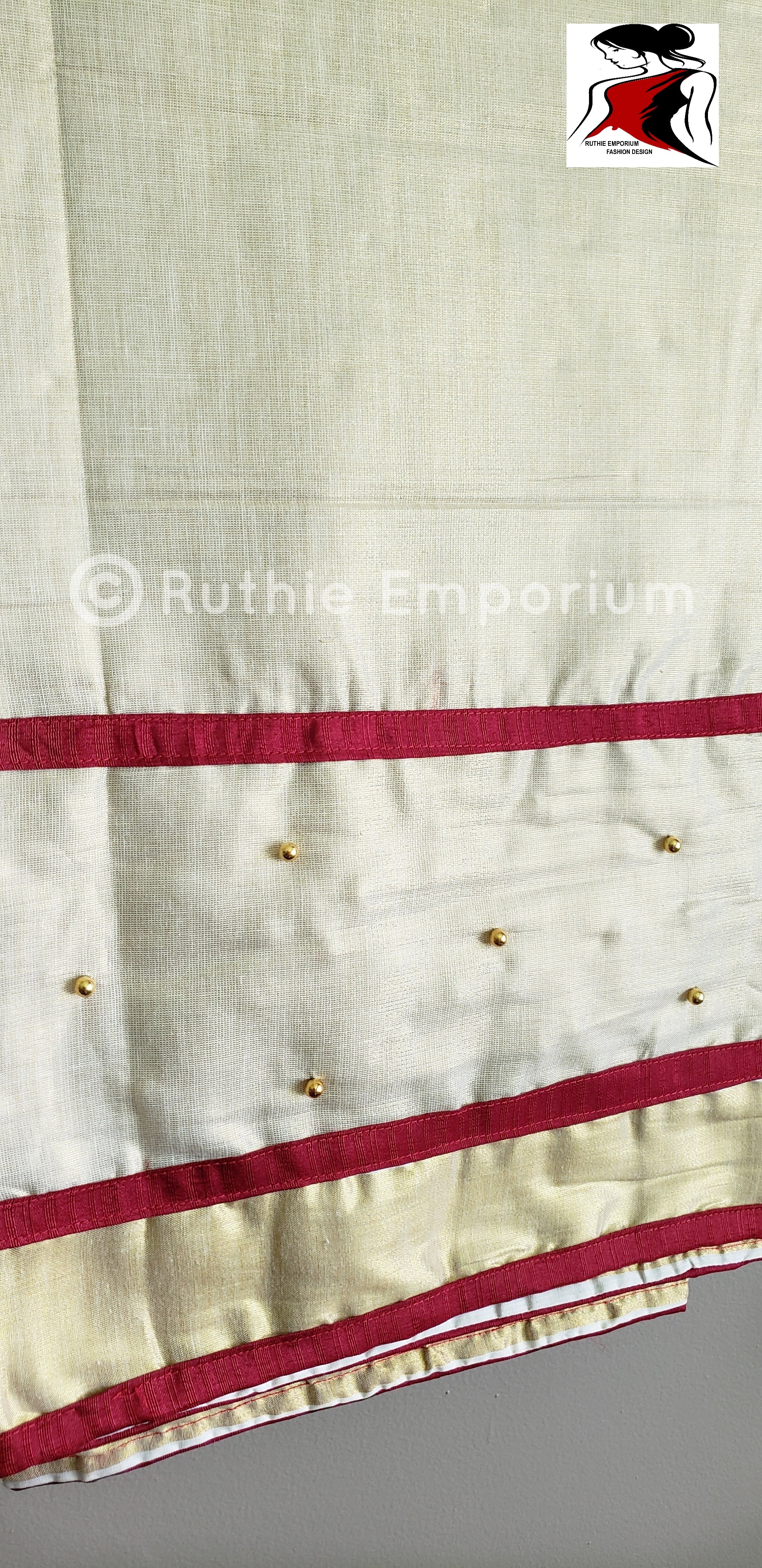 Coimbatore Cotton Kerala Kasavu Saree - Half White – Prashanti Sarees